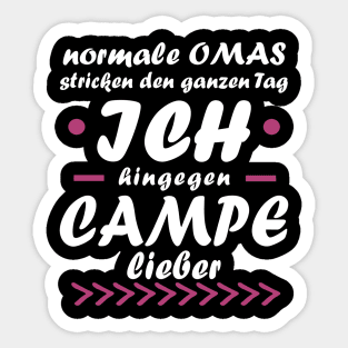 Campen Oma Rente Ruhestand Zelten Lagerfeuer Sticker